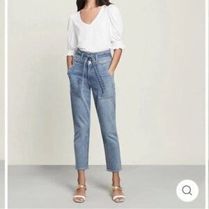 Veronica Beard Jeans Logan Extra High Rise Slim Straight Clearwater Jeans